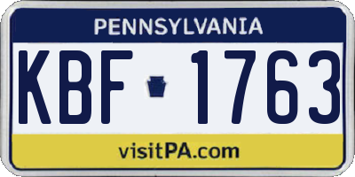 PA license plate KBF1763