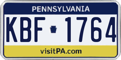 PA license plate KBF1764