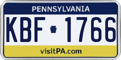 PA license plate KBF1766