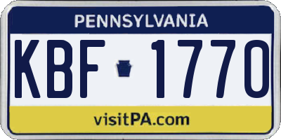 PA license plate KBF1770