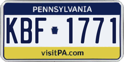 PA license plate KBF1771