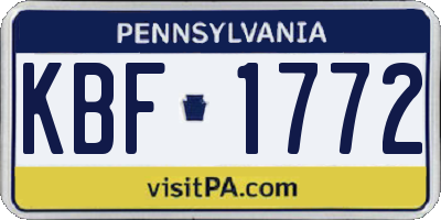 PA license plate KBF1772