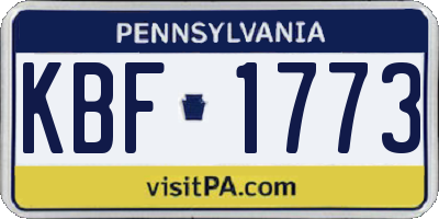PA license plate KBF1773