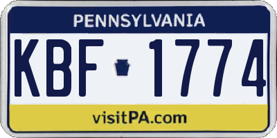PA license plate KBF1774