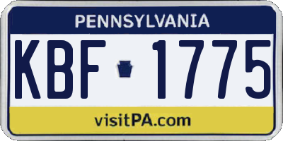 PA license plate KBF1775