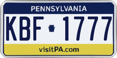 PA license plate KBF1777