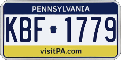 PA license plate KBF1779