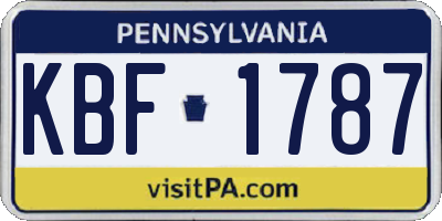 PA license plate KBF1787