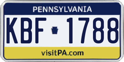 PA license plate KBF1788