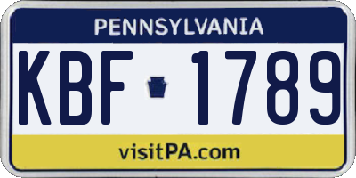 PA license plate KBF1789