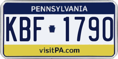 PA license plate KBF1790