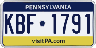 PA license plate KBF1791