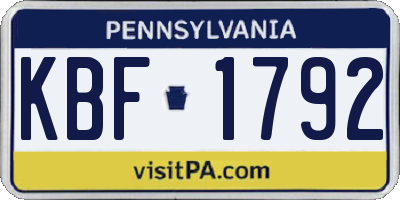 PA license plate KBF1792
