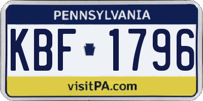 PA license plate KBF1796