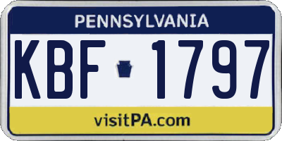 PA license plate KBF1797