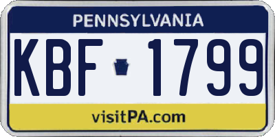PA license plate KBF1799