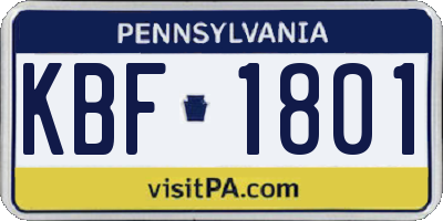 PA license plate KBF1801