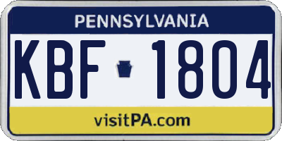 PA license plate KBF1804