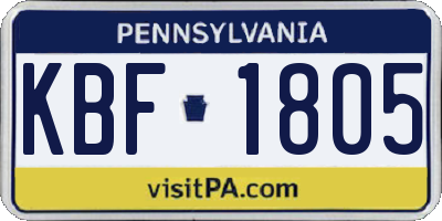 PA license plate KBF1805