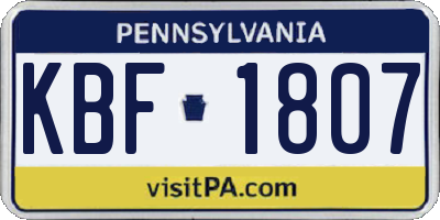 PA license plate KBF1807