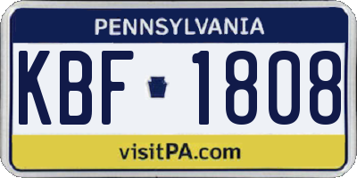 PA license plate KBF1808
