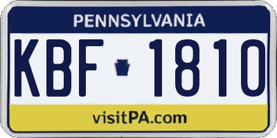 PA license plate KBF1810