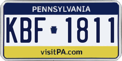 PA license plate KBF1811