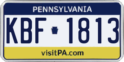 PA license plate KBF1813
