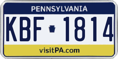 PA license plate KBF1814