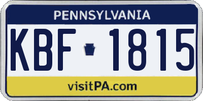PA license plate KBF1815