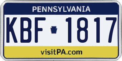 PA license plate KBF1817