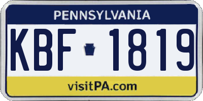PA license plate KBF1819