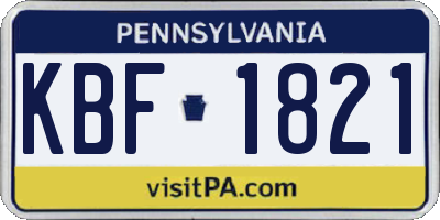 PA license plate KBF1821