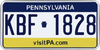 PA license plate KBF1828