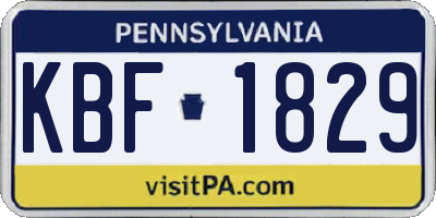 PA license plate KBF1829