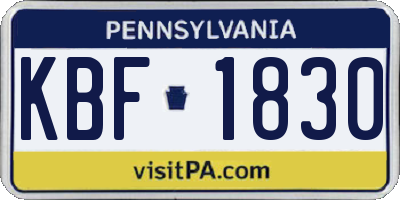 PA license plate KBF1830