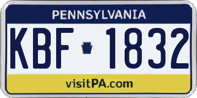 PA license plate KBF1832