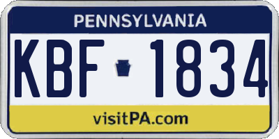 PA license plate KBF1834