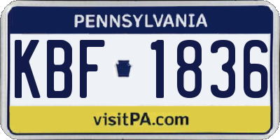PA license plate KBF1836