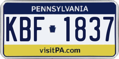 PA license plate KBF1837