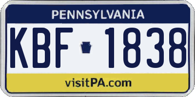 PA license plate KBF1838