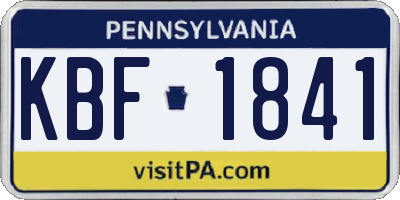 PA license plate KBF1841