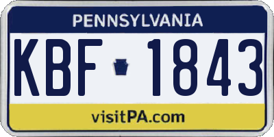 PA license plate KBF1843