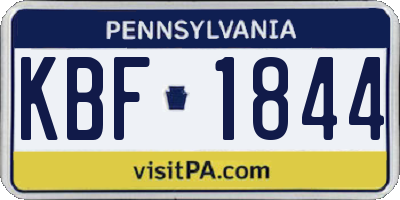 PA license plate KBF1844