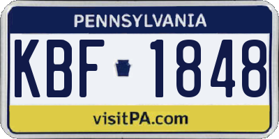 PA license plate KBF1848