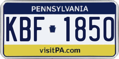 PA license plate KBF1850