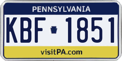 PA license plate KBF1851
