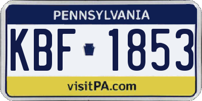 PA license plate KBF1853