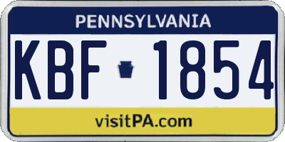 PA license plate KBF1854