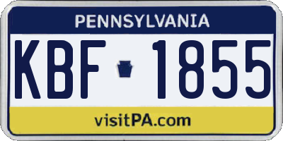 PA license plate KBF1855